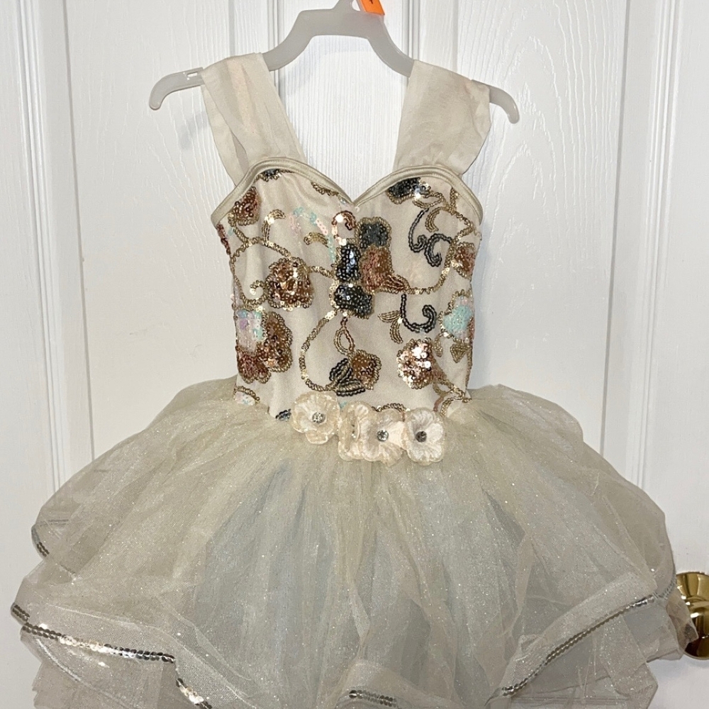 Weissman Cream and Gold Kids Dance Costume